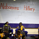 Members of the Miles College band sitting beneath a banner supporting Democratic presidential candidate Hillary Clinton during a get-out-the-vote event at the college Feb. 27, 2016, in Fairfield, Ala.
Justin Sullivan/Getty Images